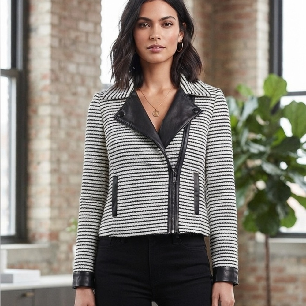Motto Jacket black and white striped